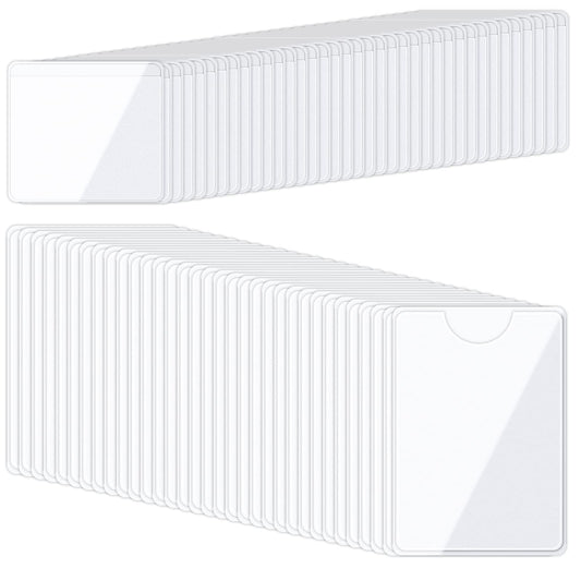 100 Pack Plastic Card Sleeves Self-Adhesive, 2 Size Clear Card Holder with Top Open for Organizing and Protecting Your Index Cards, Photos, Folder Labels (3.6x2.5in, 2x1.8in)