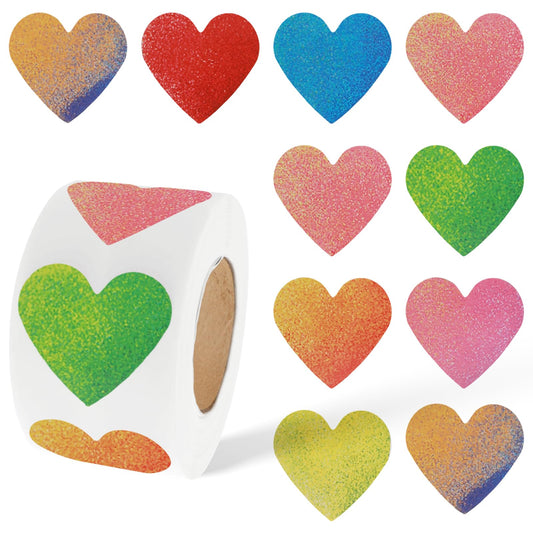 Aster 500 Pcs Heart Stickers, 1 inch Valentines Day Love Heart Stickers, Adhesive Cute Small Heart Stickers on a Roll, Valentine's Day Love Decorations Labels for Wedding, Anniversaries