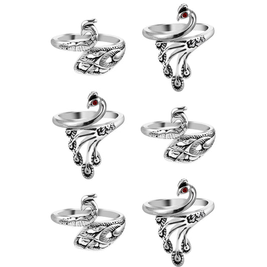 Aster 6Pcs Crochet Tension Ring, Adjustable Crochet Rings for Fingers Yarn Knitting Hook Peacock Open Finger Ring Crochet Ring Sterling Silver Crochet Supplies Accessories for Hand Weaving DIY Craft