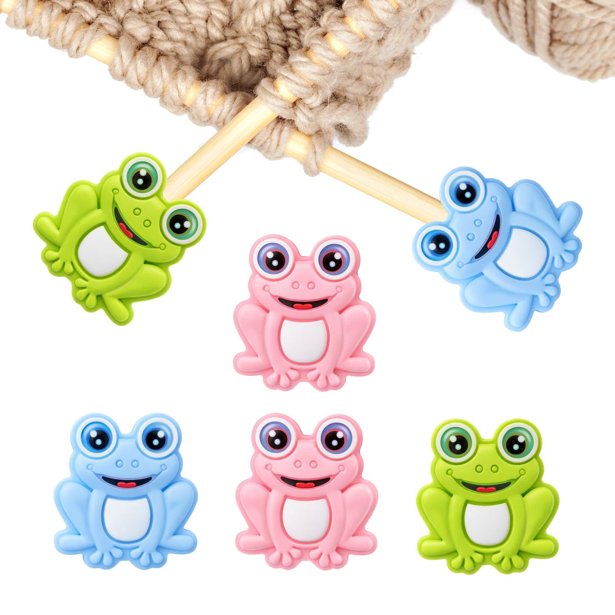 4 x Knitting Needle Caps Frog Knitting Needle Stopper Silicone Knitting