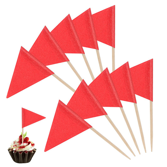 100 Pack Flag Toothpicks Blank Toothpick Flags Cheese Markers Flag Cupcake Toppers Sticks Food Labels for Party Buffet Food Tags for Party Food Decoration, Red