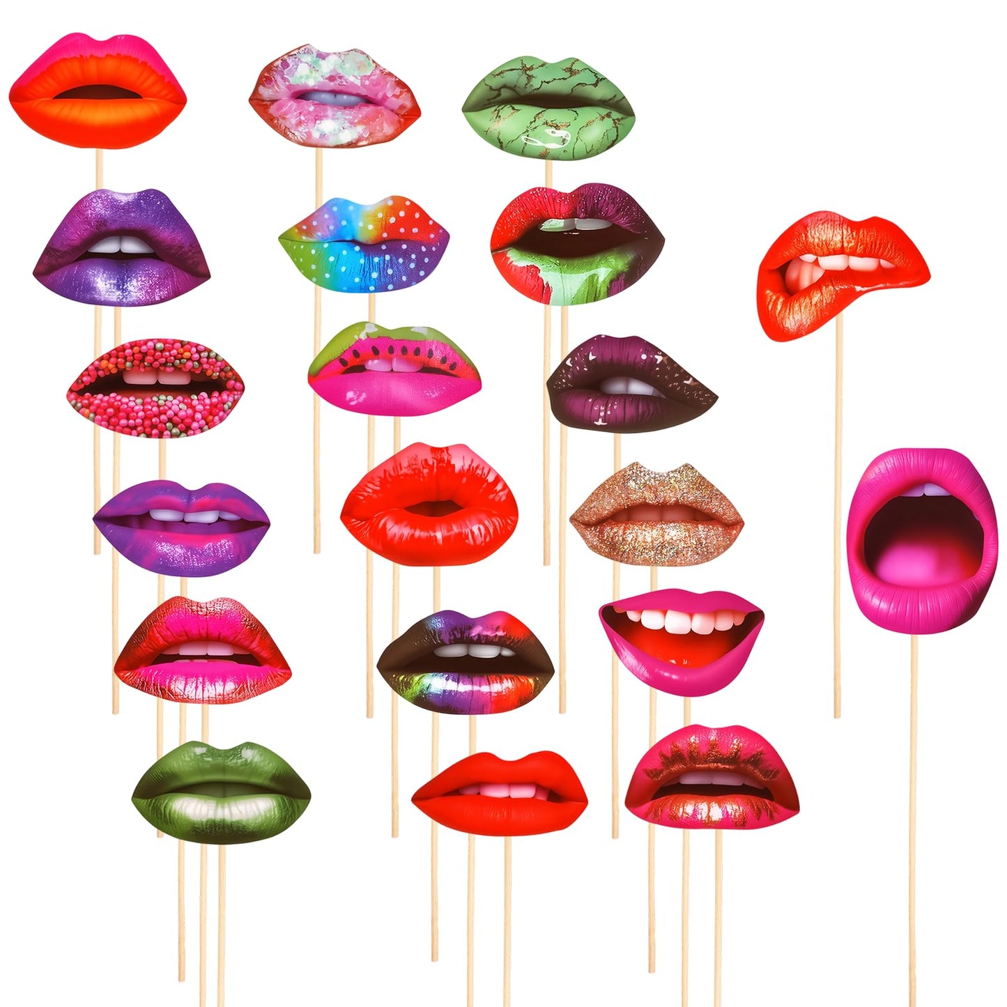 Pack of 20 Funny Lips Mouth Photo Accessories Photo Props