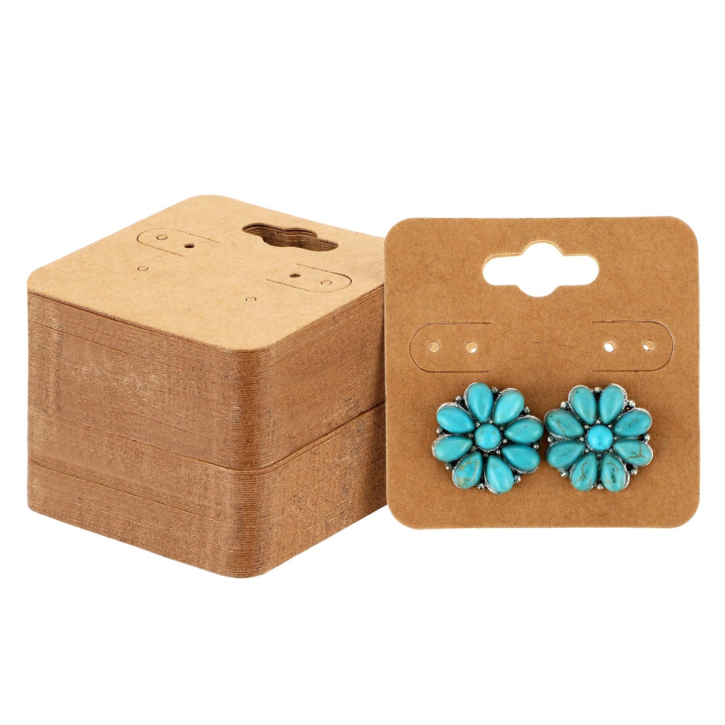 100 Pack Earring Cards Kraft Earring Display Cards Blank Earring Holder Cards with 6 Holes Cardboard Jewelry Packaging Cards Jewelry Display Cards for Selling Hanging Earring, Brown
