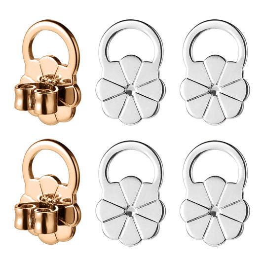 Aysatogc 6PCS Earring Lifters Backs, Earring Backs for Droopy Ears Adjustable Anti-Sensitive Secure Large Earrings Backing for Heavy Earrings(Gold Silver)
