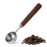 Vintage Coffee Measuring Spoon 1/16 Cup丨15ml丨15 CC Measuring Scoops Long Wooden Walnut Handle 304 Stainless Steel Kitchen Utensil for Scooping Measuring & Serving Perfect for Coffee Tea - Silver