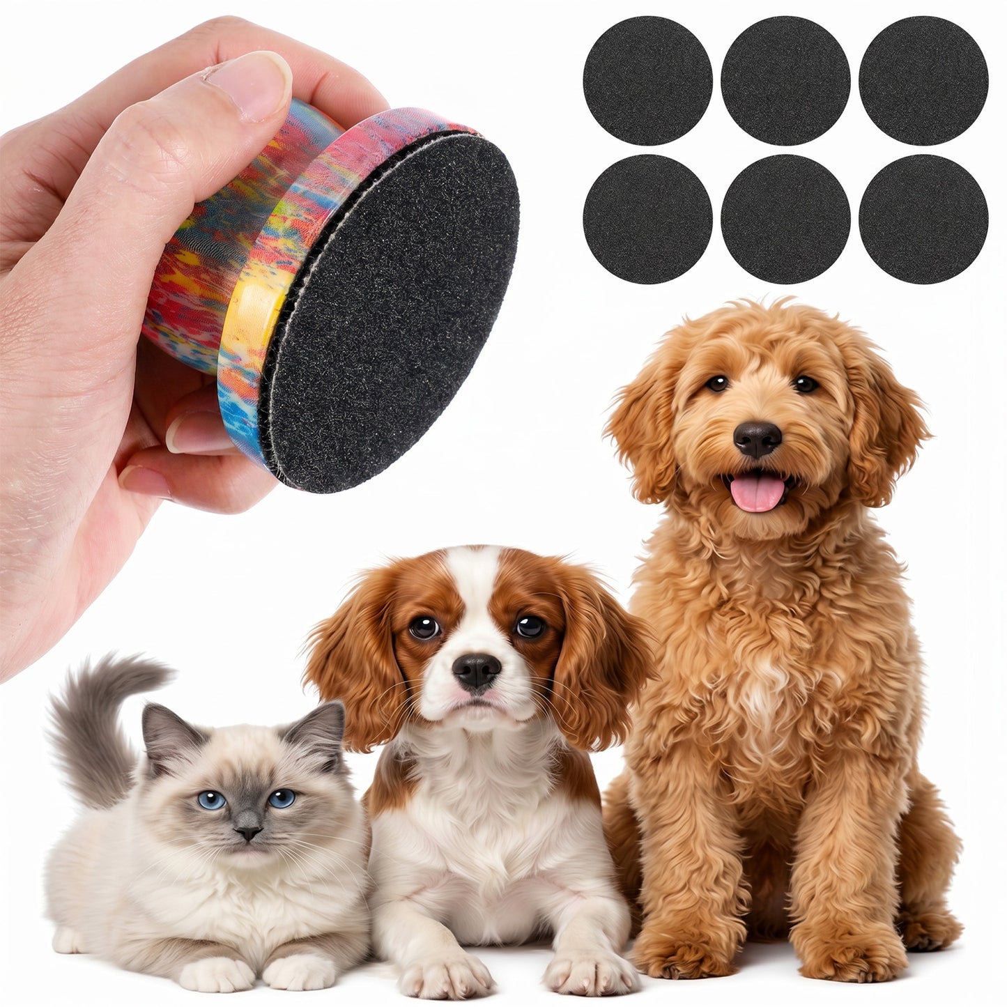 Dog Nail File with 6Pcs Replaceable Filing Disc, Dog Scratch Board for Safe and Easy Nail Care, Dogs Nails Scratch Board Ensures Smooth and Healthy Nails for Dogs and Cats