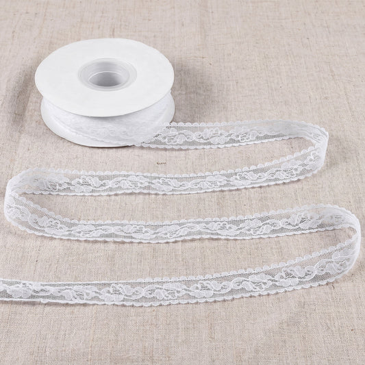 1 inch White Lace Ribbon-25 Yards Elastic Floral Pattern White Laces Ribbons Lace Trim Ribbons for Sewing Craft(Floral)