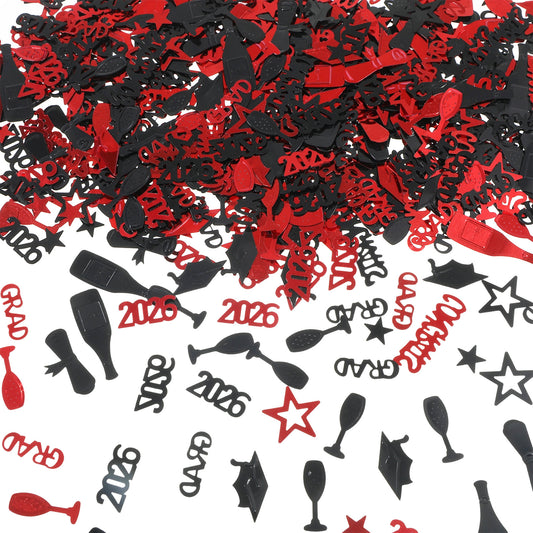 "Graduation Confetti 2026, Class of 2026 Graduation Table Decorations Grad Scatter Confetti for 2026 Graduation Party Decorations Supplies (Black Red) "