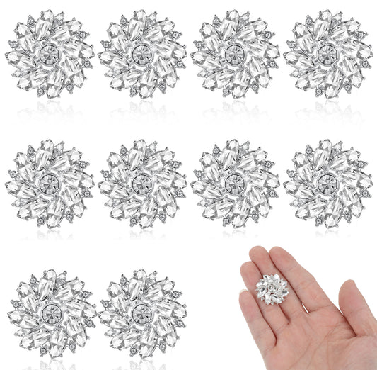 10 PCS Rhinestone Buttons for Clothing, 27 Mm Crystal Buttons, Silver Rhinestones Button Jewels for DIY Crafts Jewelry Bridal Bouquets Clothing Shoes Hair Accessories