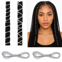 Thinp 2 Pcs 5M Hair Strings for Braids, Hair Wrap String Elastic Cords Dreadlocks Hair Accessories for Women Girls Ponytail Braids Styling Ornament Hanging Decorating Gift Wrapping (Silver)