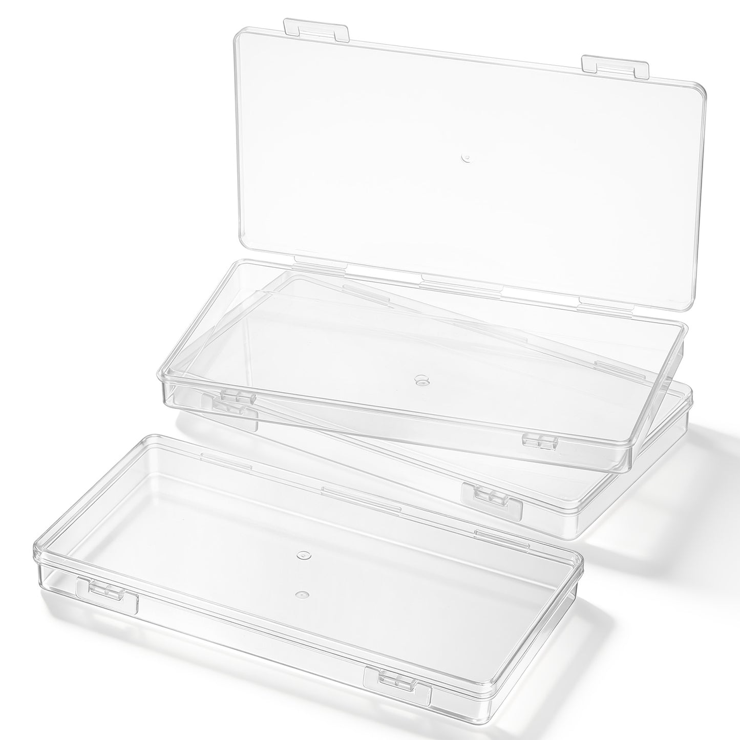 Axafazup 4 Pack Mini Plastic Storage Containers Box, Clear Rectangle Organizer Case with Hinged Lid for Cards, Accessories, Crafts, Beads, Jewelry, Game Pieces, Business Cards