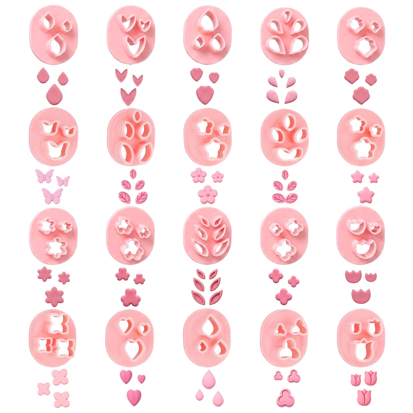 20 PCS Polymer Clay Cutters, Flower Petal Clay Cutter for Earrings Making 20 Shapes Floral Leaf Heart Butterfly Clay Molds DIY Jewelry Tools