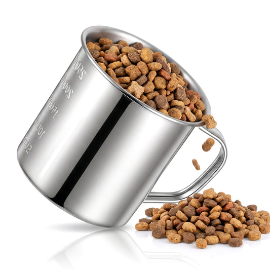 1 Cup Dog Food Scoop 304 Stainless Steel Dog Food Measuring Cup with Handle