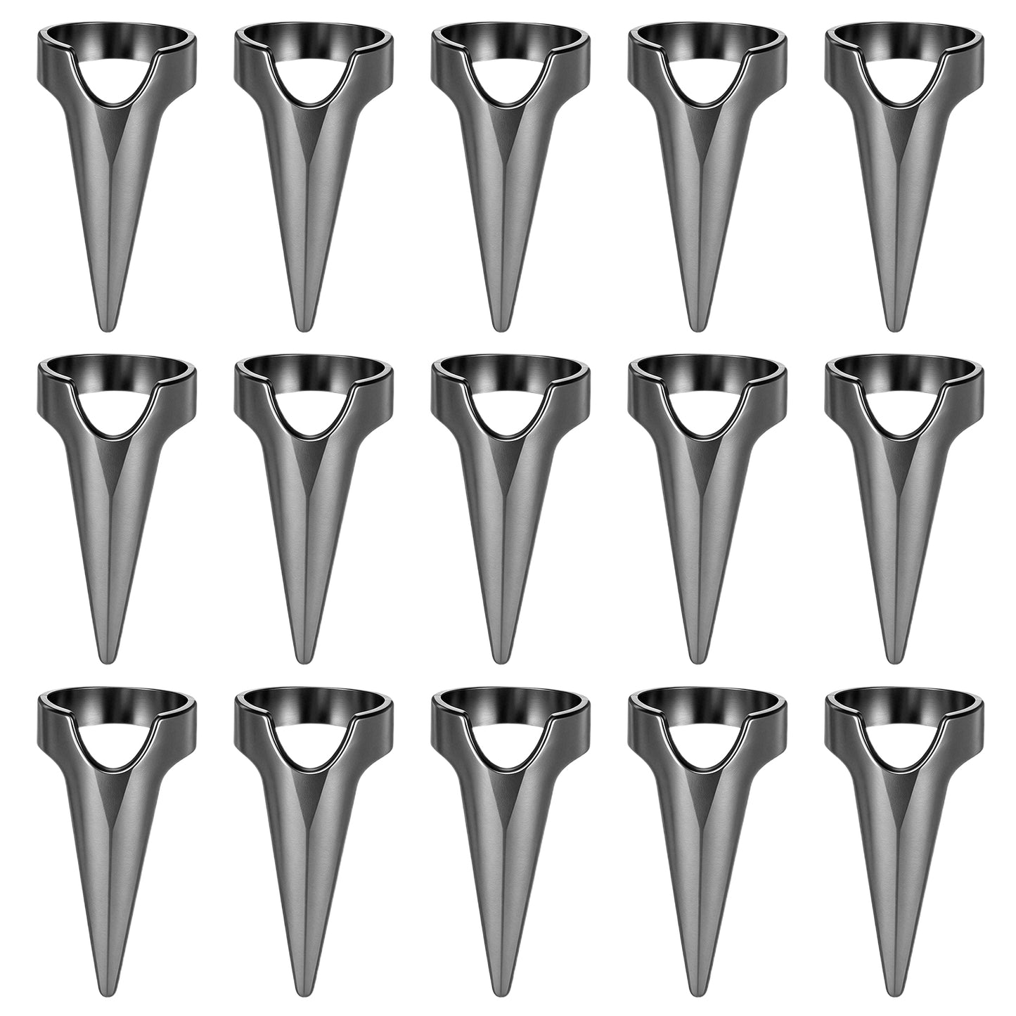 15 Pcs Metal Hair Parting Rings, Pinky Selecting Tools Braiding Aid Sectioning Rings Retro Stitch Braid Tool Finger Fingers Claws for Hair Stitch Braiding Curling Extension Halloween Cosplay (Black)