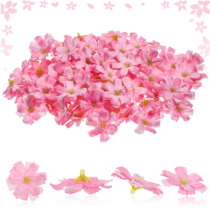 ADLABLD 100Pcs Faux Flower Heads for Crafts, Small Fake Flowers, Artificial Silk Plum Blossom Heads for Wedding, Graduation Cap Cake Decor & DIY Craft Decorations 1.8 Inch (Pink)