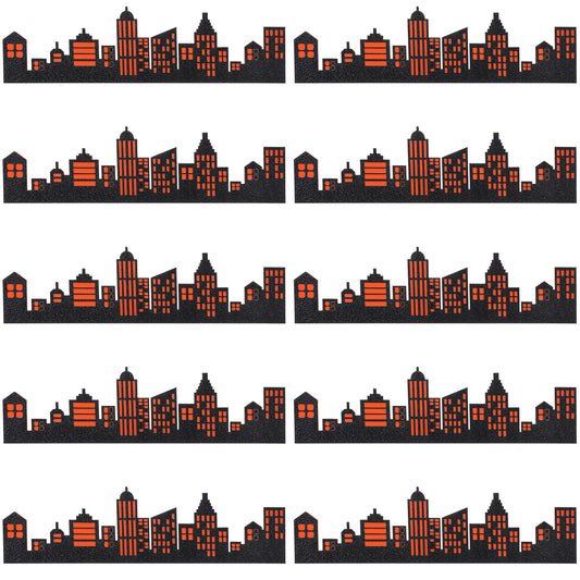 10 Pieces City Cake Border Decoration Scenic Theme Cake Side Border Stick On or Lay On Building City Backdrop Decor Accessories for Cakes, Desserts