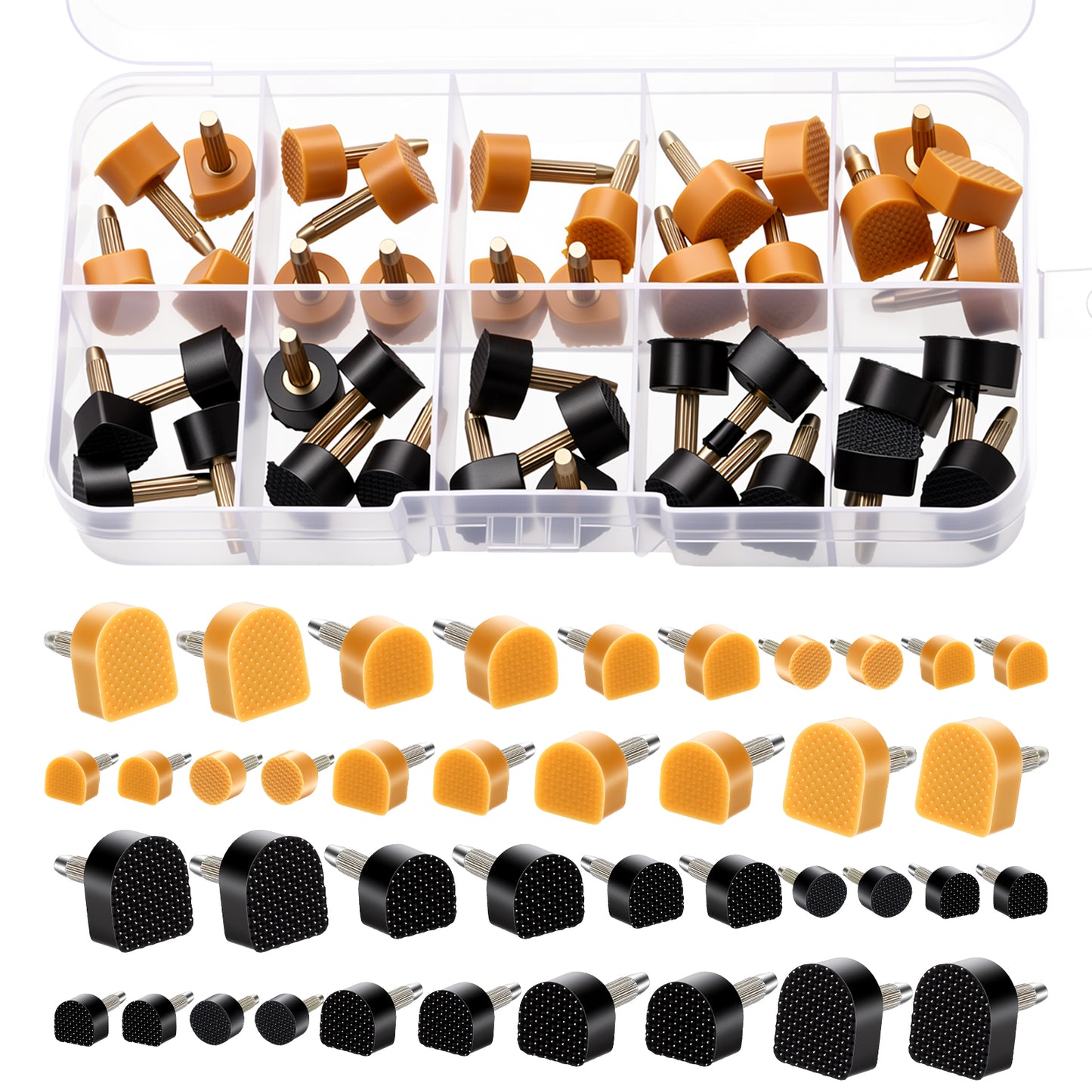 Ajcotahm 20 Pairs High Heel Replacement Tips, Non-Slip High Heel Repair Caps 5 Sizes (9-12.5mm) U-Shape and Round Shoe Heel Repair Kit for Women (Black, Brown)