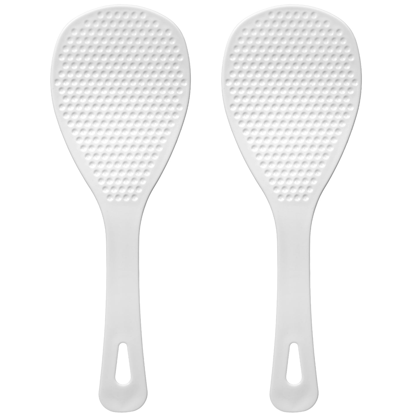 2-Pack Rice Spoon Paddle, 8.3 Inch, White Non-Stick Rice Paddle Scooper, Ergonomic Plastic Scooper with Hanging Hole, Potato Server Spatula for Kitchen, Restaurant, and Home Cooking