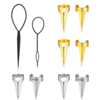10 PCS Hair Braiding Tools Ring Set, Metal Pinky Selecting Tools Retro Hair Extensions Braid Aid Finger Parting Tool for Braiding Extension Curling Halloween Cosplay(Gold, Silver)