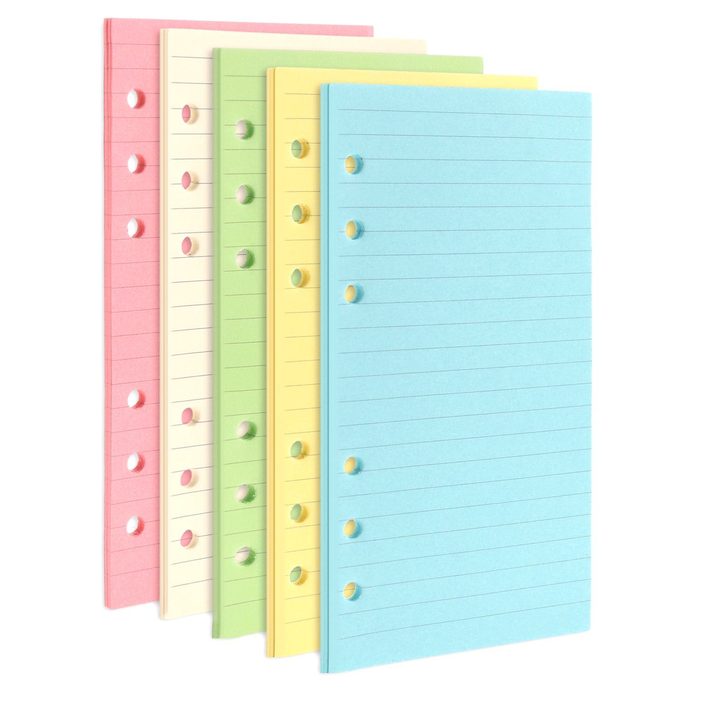 Aster A6 Refill Paper, 200 Pages 6-Hole A6 Filler Paper, 5-Color Loose Leaf Planner Refill Paper, A6 Binder Planner Inserts for Notebook Diary Journals Painting Personal Organiser