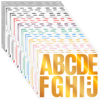 Axafazup 340 PCS 30 Sheets Large Letter Stickers 4 Inch Bulletin Board Letters Alphabet Stickers for Poster Board, 9 Colors Vinyl Self-Adhesive Stickers for Classroom Mailbox Decor
