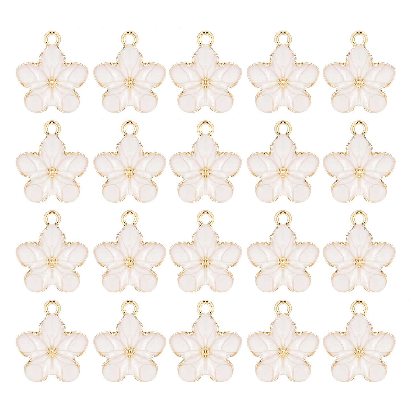 Aysatogc 20Pcs Charms for Jewelry Making, Small Flower Enamel Charms Cherry Blossom Decor Gold-Plated Enamel Pendant for Bracelet Necklace Jewelry Making and Crafting supplies DIY Accessories