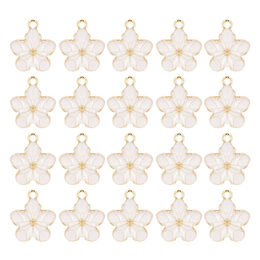 Aysatogc 20Pcs Charms for Jewelry Making, Small Flower Enamel Charms Cherry Blossom Decor Gold-Plated Enamel Pendant for Bracelet Necklace Jewelry Making and Crafting supplies DIY Accessories