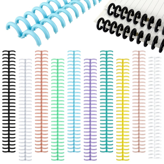 10 Pcs Binding Combs 30 Rings Comb Binding Spines Coil Binding Machine Plastic Spiral Book Binder for Teacher Student Document Notebook File Making, Mixed Colors, 1/2 Inch