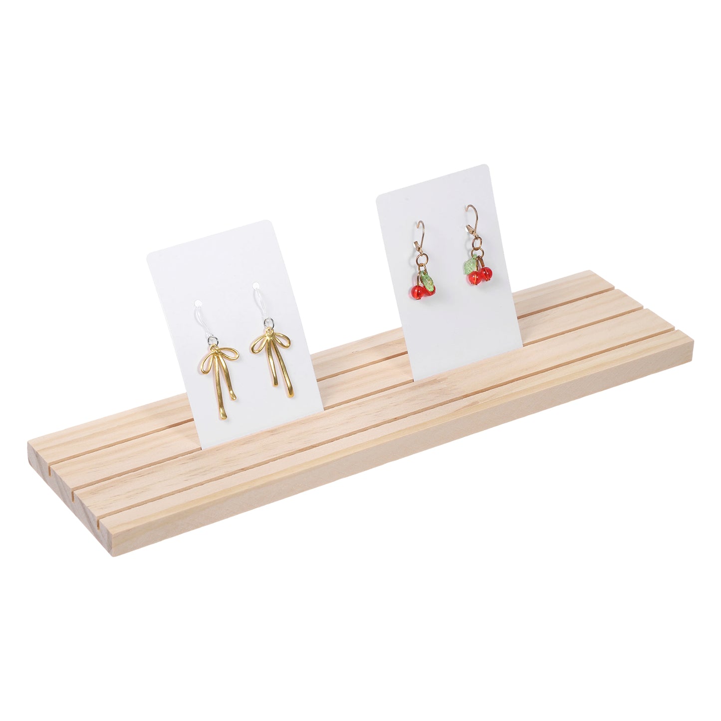 Thinp Wooden Display Stand, 3 Slot Earring Display Stand Wood Earring Holder Jewelry Card Display for Vendors Tabletop Shows Earring Ring Craft Showing Earring Cards for Selling Jewelry