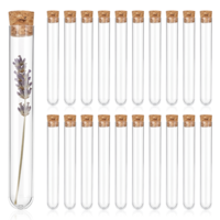 20 PCS Clear Plastic Test Tubes with Cork Stoppers, 10ml Transparent Vials Test Tube Container for Plants, Candy, Beads, DIY Decoration, Liquid Storage