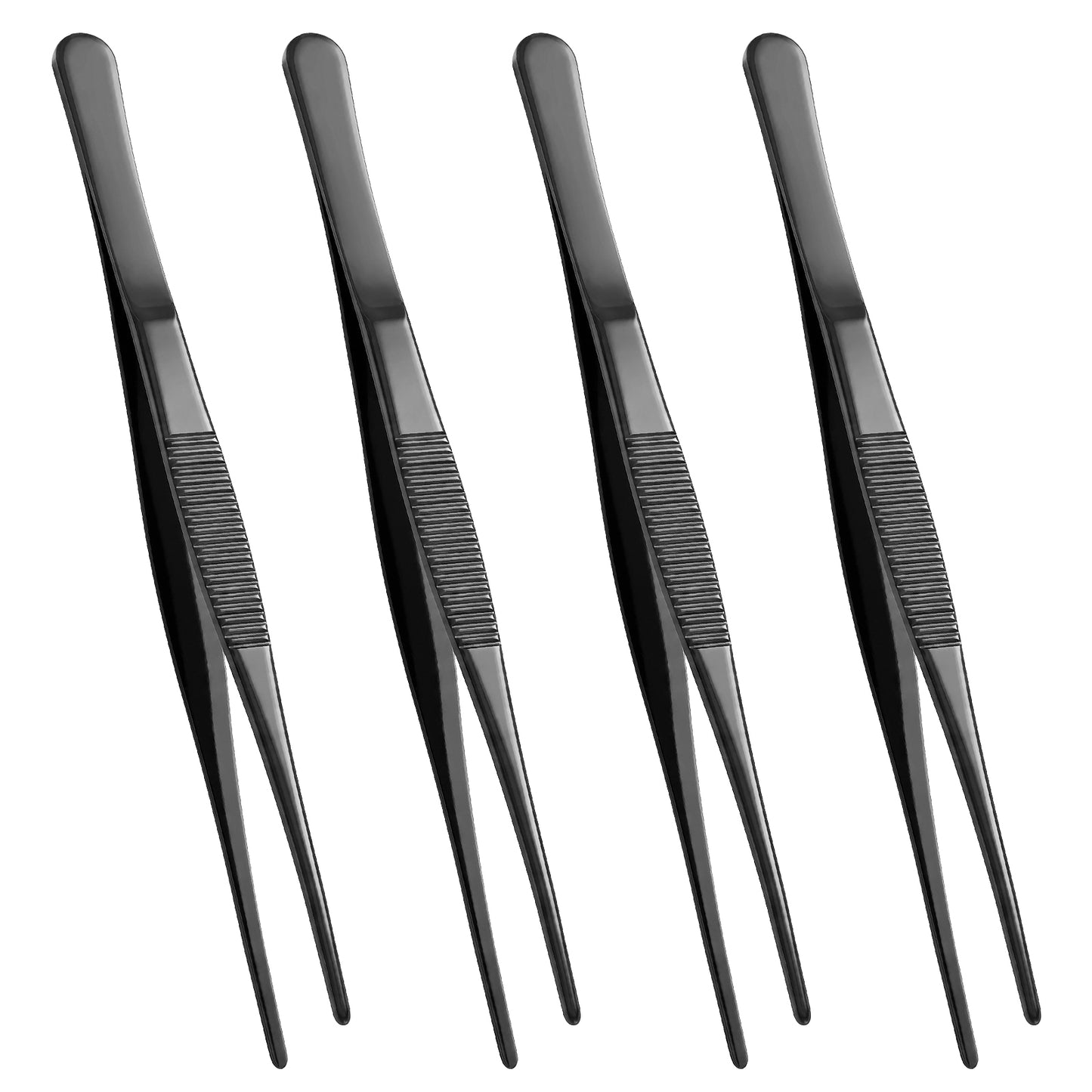 4 Pcs 8 Inch Long Kitchen Tweezers, Stainless Steel Bar Tweezers Chef Tweezers Tongs for Cooking Korean Barbecue Cocktail Food Fruit