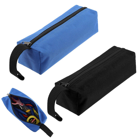 Aster 2Pcs Small Tool Bag, Multipurpose Tool Pouch Waterproof Canvas Tool Bag Hand Zippered Tool Pouches, Small Zipper Tool Pouch Organizer Storage Bag for Screwdriver Tools(Black&Blue)