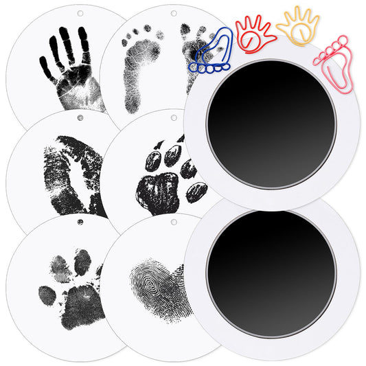 ASTER Baby Handprint and Footprint Kit, 2Pcs Dog Paw Print Stamp baby Inkless Print pads with 6Pcs Imprint Cards,Hand Foot Print Pads for Babies Paw Print Pads for Pet Dogs Cats, Baby Shower Gifts