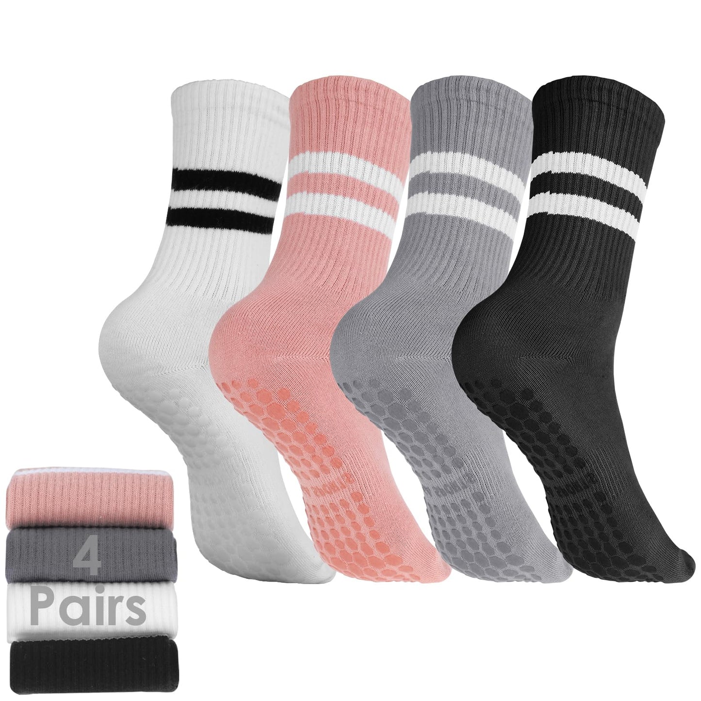 ASTER Pilates Socks Yoga Socks for Women Non Slip, Grippy Socks Ladies Barre Socks with Grips Breathable Cotton Socks for Pure Barre, Ballet, Dance, Workout, Hospital