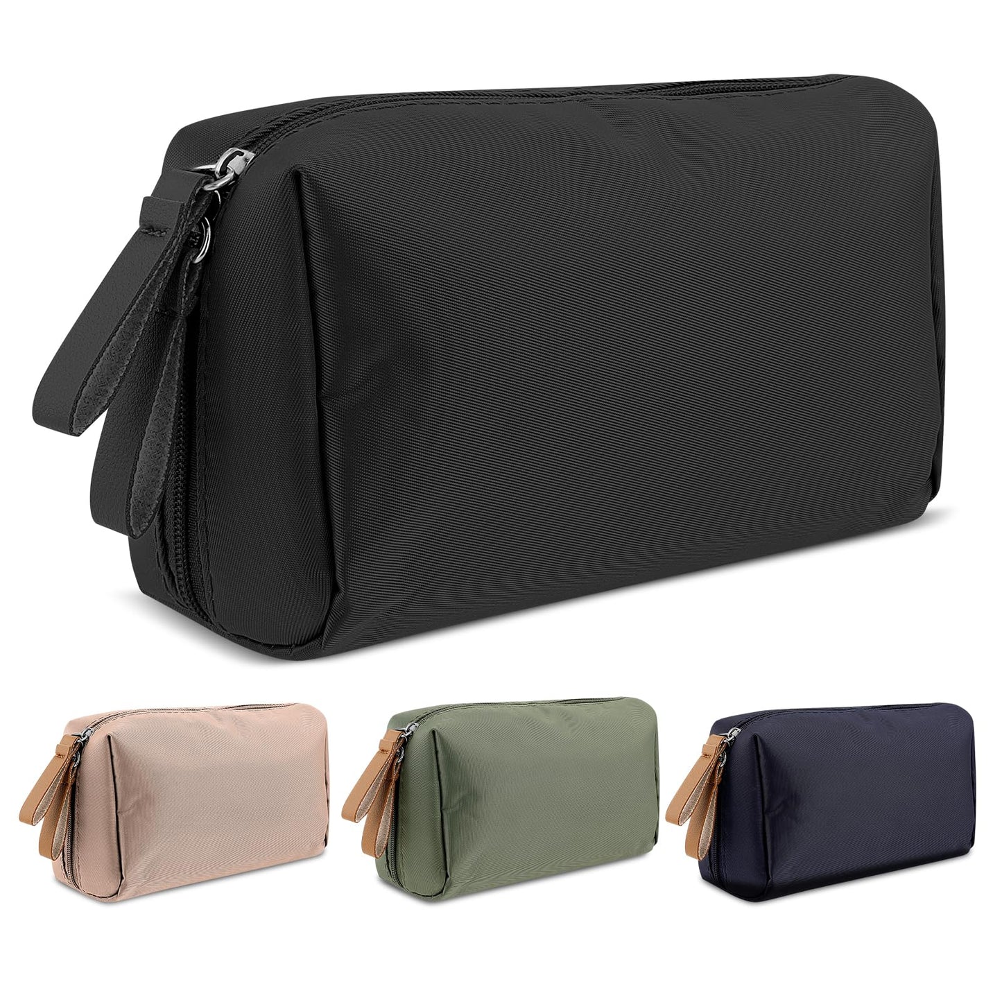 Aster Small Make up Bag, Travel Cosmetic Bag, Portable Versatile Zipper Makeup Pouch with Handle, Small Cute Waterproof Makeup Bag for Women Girls(Black)