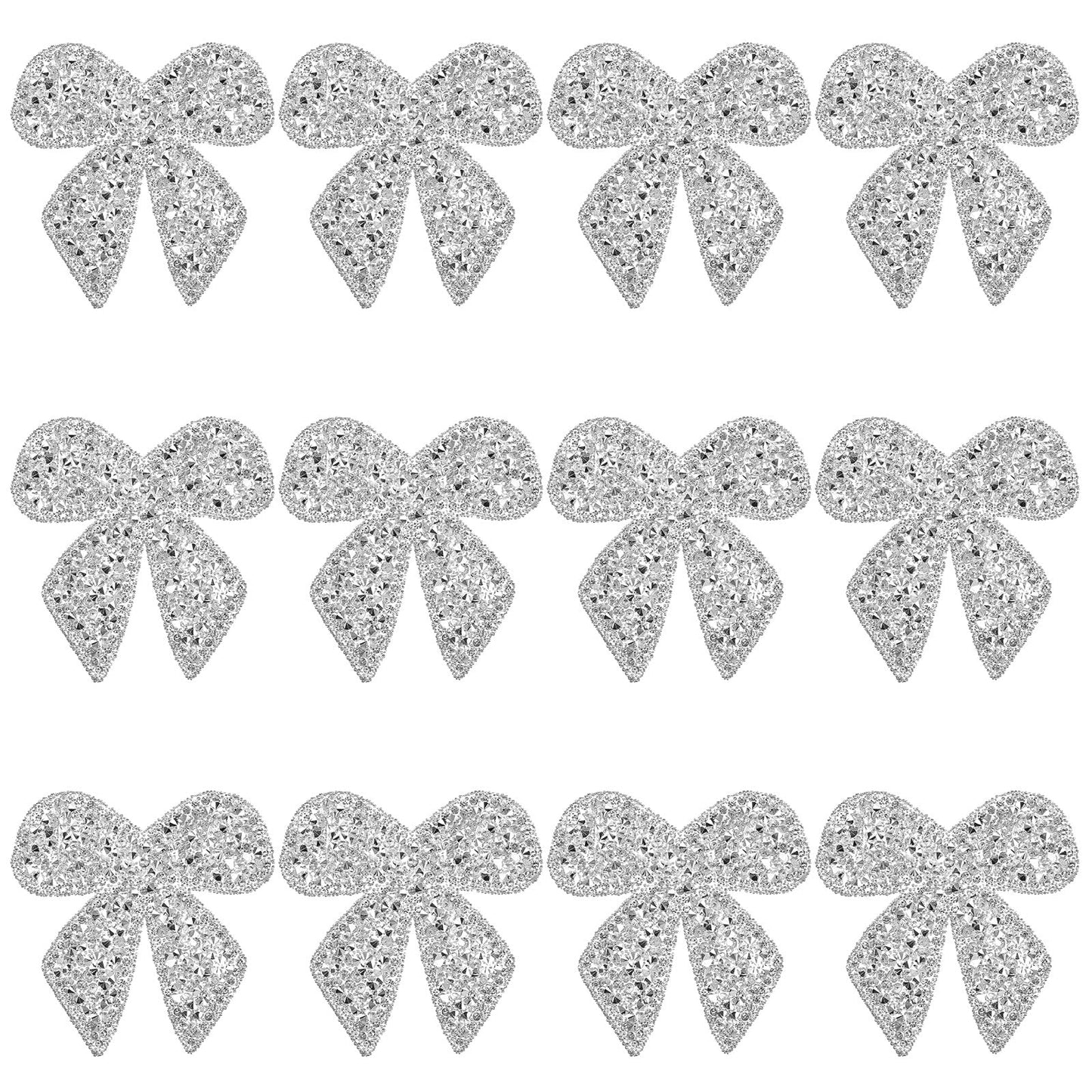 Pack of 12 Sheet Patches for Iron-on, Glitter Rhinestone Iron-On Transfers, Stickers for Textiles, for Clothes, Dresses, Hats, Bags, Jackets, DIY Decoration Accessories