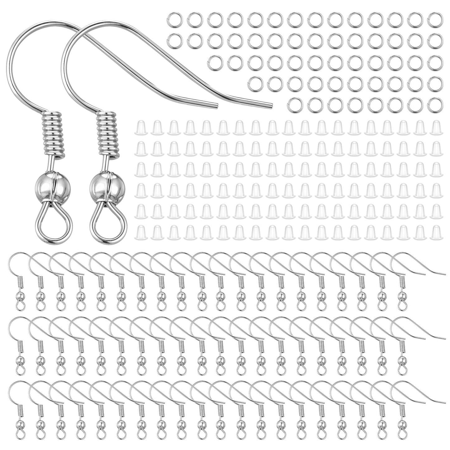 AHQiZFX Set of 300 Earrings, Make Your Own Earrings, Craft Set, Ear Hooks