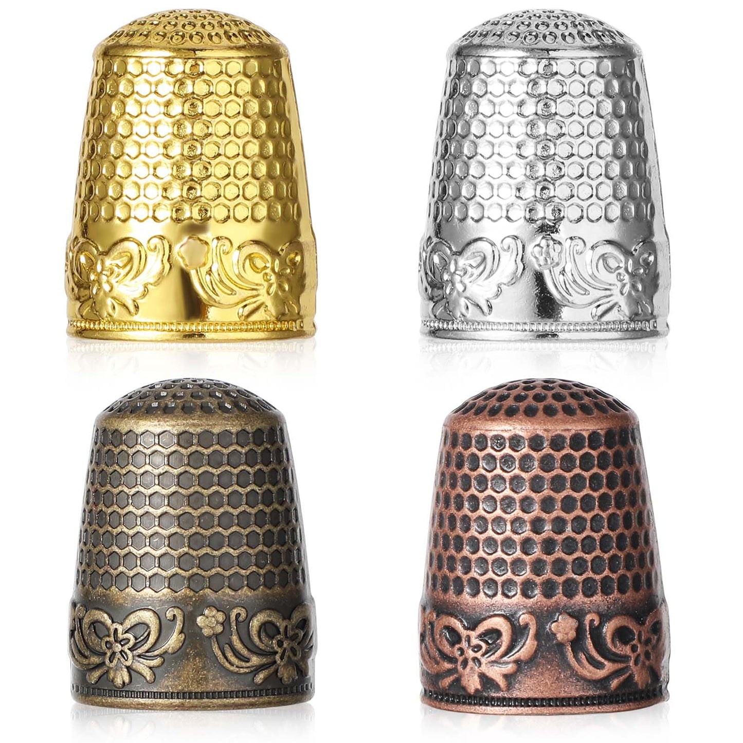 Grevosea Pack of 4 Thimble Sewing Thimble Metal Fingertip Thimble for Sewing Thimble Ring for Embroidery Crafts for Hand Sewing Craft Embroidery DIY Sewing Tools