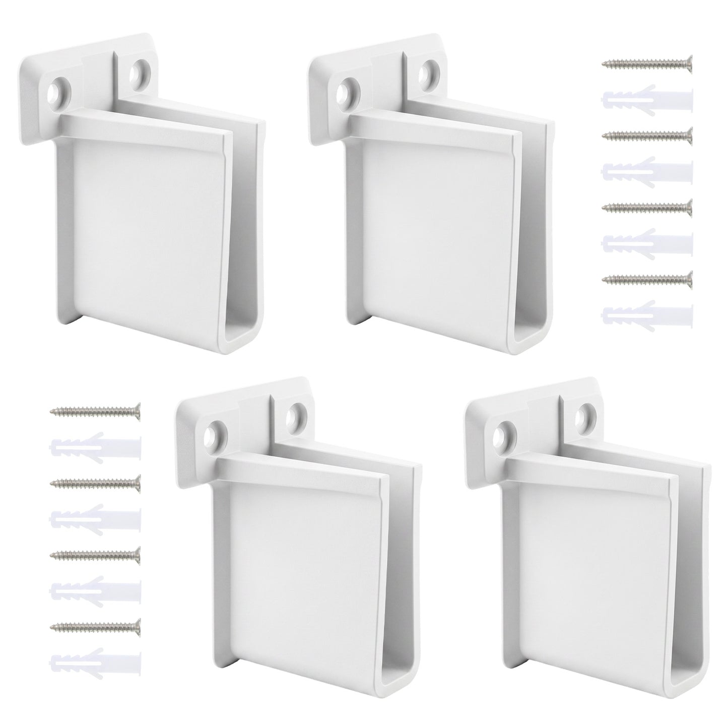 Thinp 4 Pcs Wire Shelf End Bracket, White Plastic Wall Mount Closet Shelf Brackets with Screws and Expansion Tubes Closet Rod Bracket Support for Wire Closet Shelving