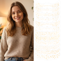 12 PCS Glitter Freckles Face Tattoo, Gold Sparkle Freckles Makeup Patches Waterproof Temporary Tattoos for Women Party Festival Concerts