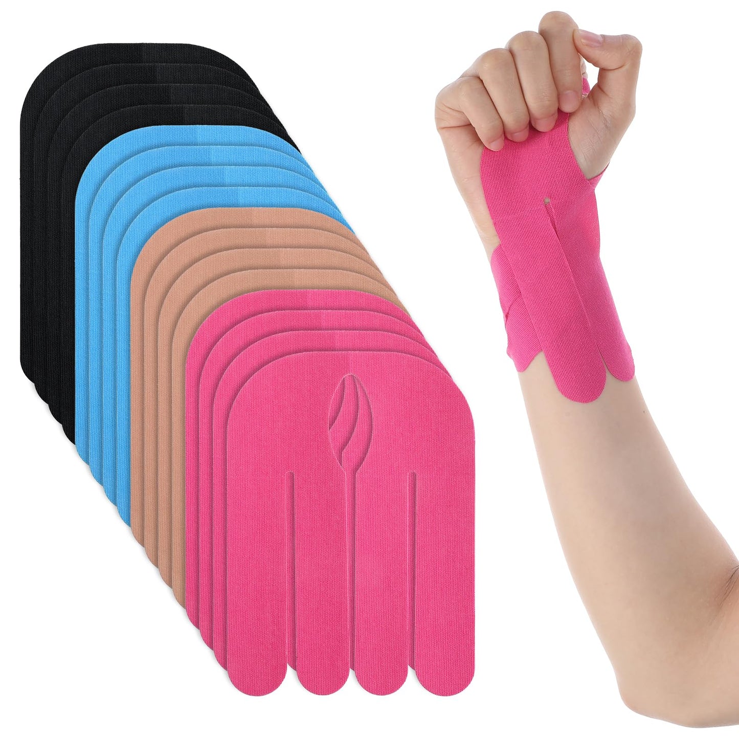 16 Pack Wrist Precut Sports Tape Waterproof Breathable Kinesiology Tape