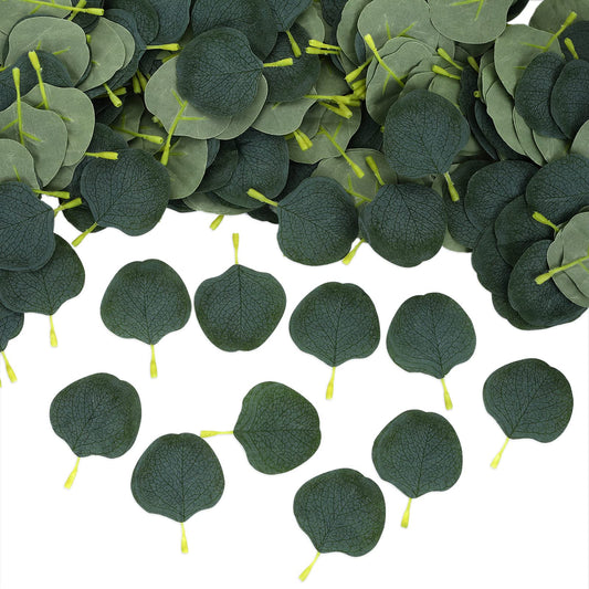 ASTER 400 Pieces Bulk Eucalyptus Leaves, Artificial Greenery Fake Leaves for DIY Wedding Bouquet Party Flower Decoration (Green)