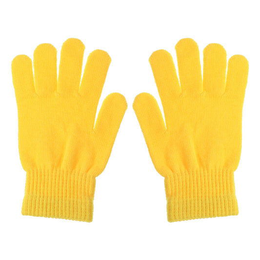 1 Pair Yellow Gloves - Winter & Hand Gloves, Warm Knit Fleece Lined Touchscreen Glove for Adults, Windproof Cold Weather Glove for Running, Cycling & Driving