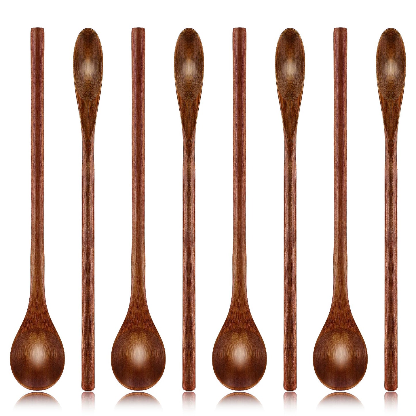 Aster Wooden Coffee Spoons, Long Handle Wooden Spoon Natural Wooden Teaspoon Korean Wooden Spoon Handmade Wooden Stirring Spoons for Kitchen Stirring(8PCS)