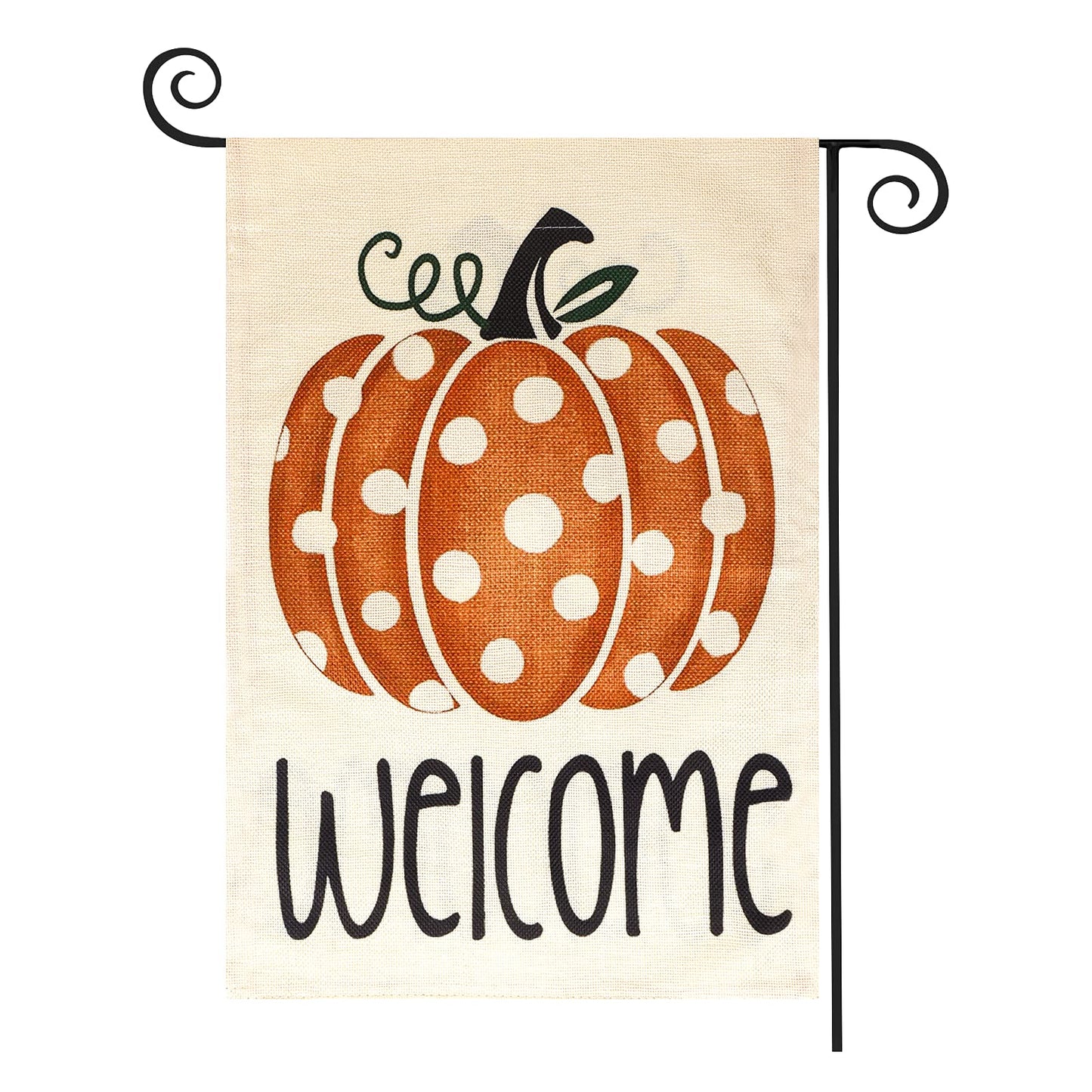 ASTER Welcome Thanksgiving Garden Flag 12.5 x 18 Inch ，Pumpkin Vertical Double Sided Stripe Thanksgiving Garden Flag for Yard Outdoor Decoration (Style C)