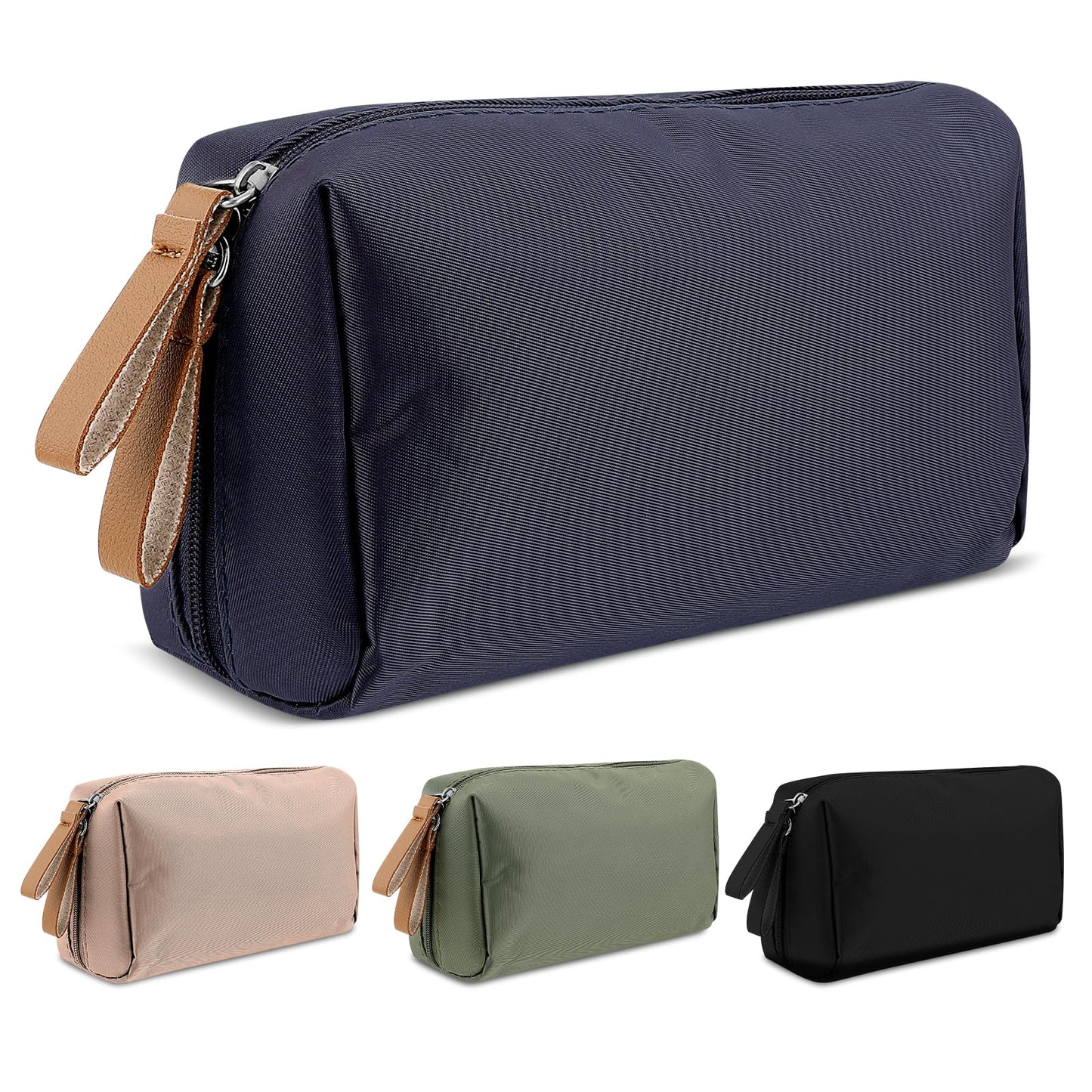 Aster Small Make up Bag, Travel Cosmetic Bag, Portable Versatile Zipper Makeup Pouch with Handle, Small Cute Waterproof Makeup Bag for Women Girls(Navy Blue)