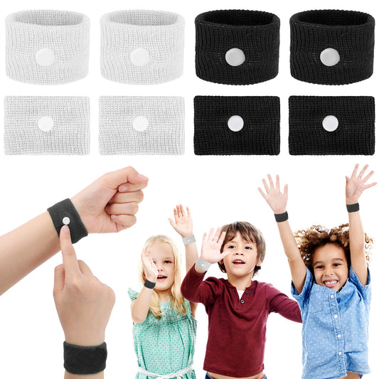 Aster 8 Pcs Travel Sickness Bands Kids, Motion Sickness Bands, Anti Sickness Wristbands, Natural Acupressure Relief Sickness Bands for Kids Women for Sea Car Flying Trip Pregnancy Morning Sickness