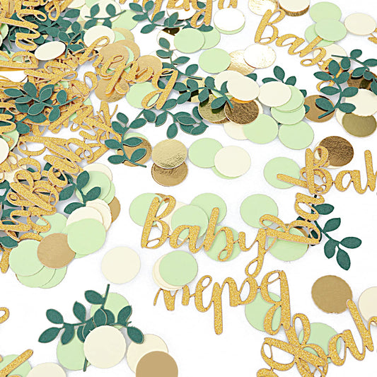 Thinp Confetti Tissue Sprinkle Confetti Dount 350 Pcs Baby Shower Decorations Confetti Champaign Gold Ivory Sage Green Table Scatter Confetti for Ice Cream Theme Party Birthday Party Wedding