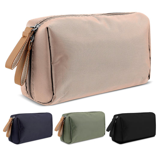 Aster Small Make up Bag, Travel Cosmetic Bag, Portable Versatile Zipper Makeup Pouch with Handle, Small Cute Waterproof Makeup Bag for Women Girls(Khaki)
