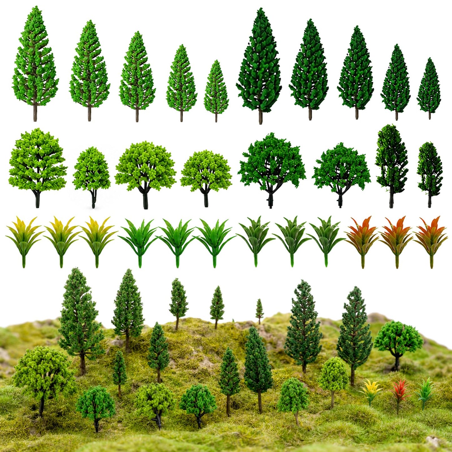 Auteonsa 40 PCS Model Trees, Assorted Miniature Trees for Crafts